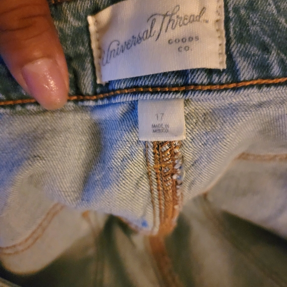 Pre-loved universal thread womens maxi fringe bottom front split demin skirt - Picture 5 of 9